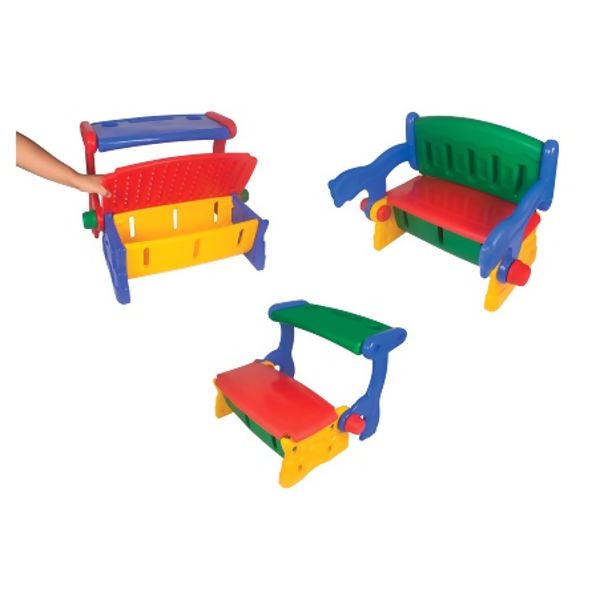MESA INFANTIL ALPHA 3 EM 1 MIX ATIVIDADES BANCO BAÚ MESA