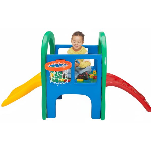 ESCORREGADOR PLAY BABY PEQUENO PARA CRIANÇAS 2 A 5 ANOS COM CESTA DE BASQUETE