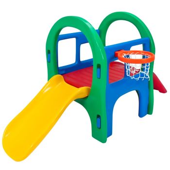 ESCORREGADOR PLAY BABY PEQUENO PARA CRIANÇAS 2 A 5 ANOS COM CESTA DE BASQUETE