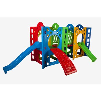 PLAYGROUND FORTALEZA 2 COLORIDO ALPHA ESCADA  E RAMPA  CRIANÇA  3 A 9 ANOS